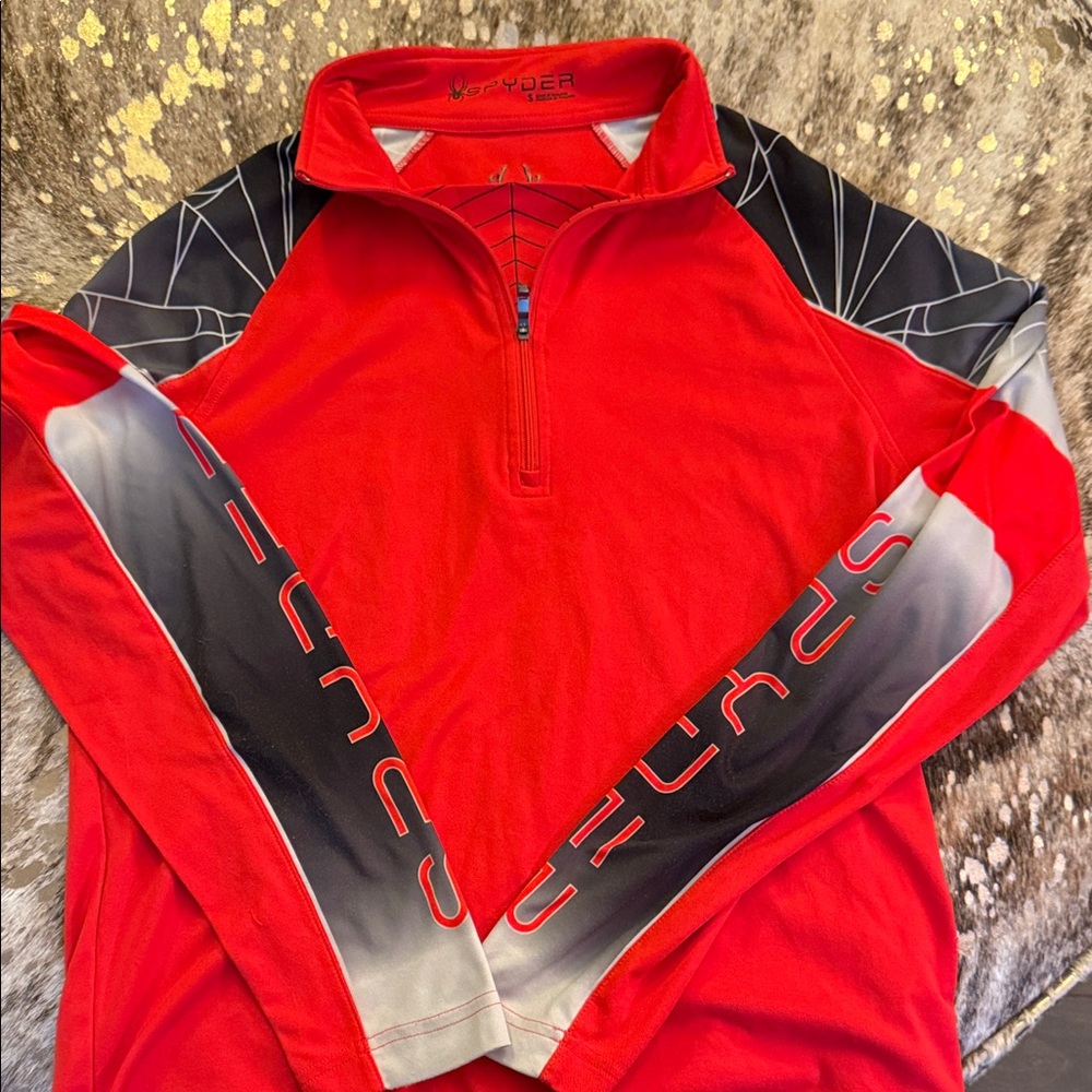 Spyder Red and Black Men's Zip-Up Sweater